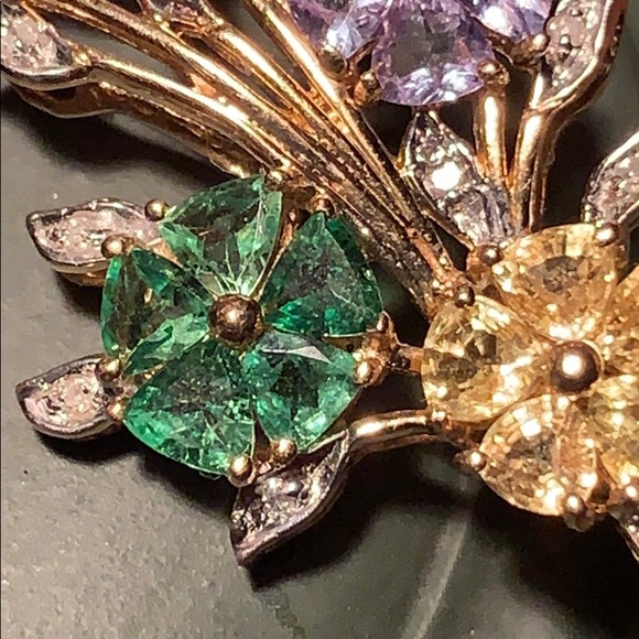 14KT Gold Emerald/Yell sapphire/Ruby/Diamond - Picture 6 of 10